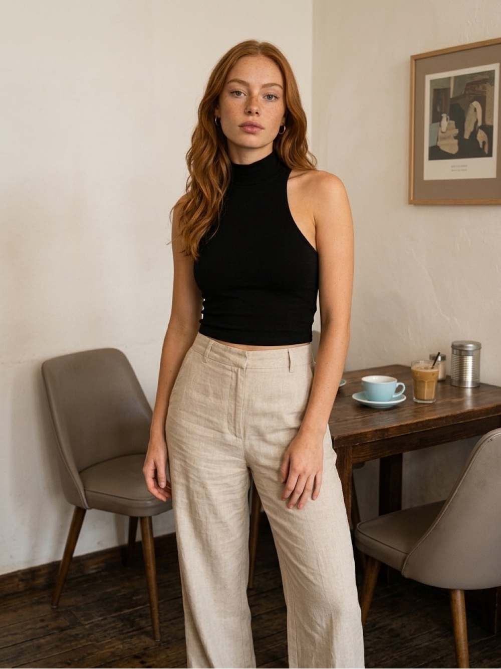 Finders Keepers Black Turtleneck Crop Top Size Small